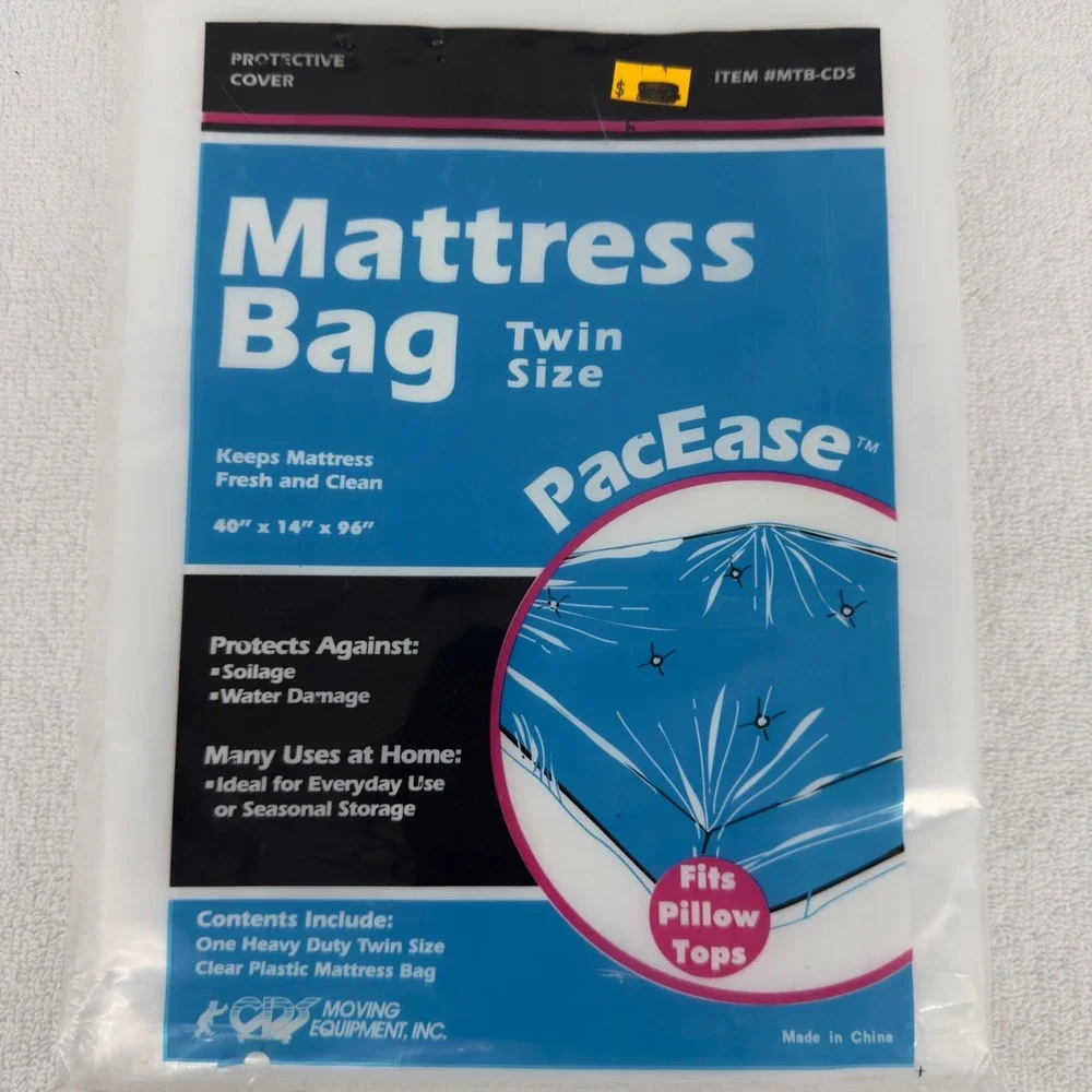 PacEase Twin Size Mattress Bag Heavy Duty Clear Plastic Cover MTB-CDS Pillow Top